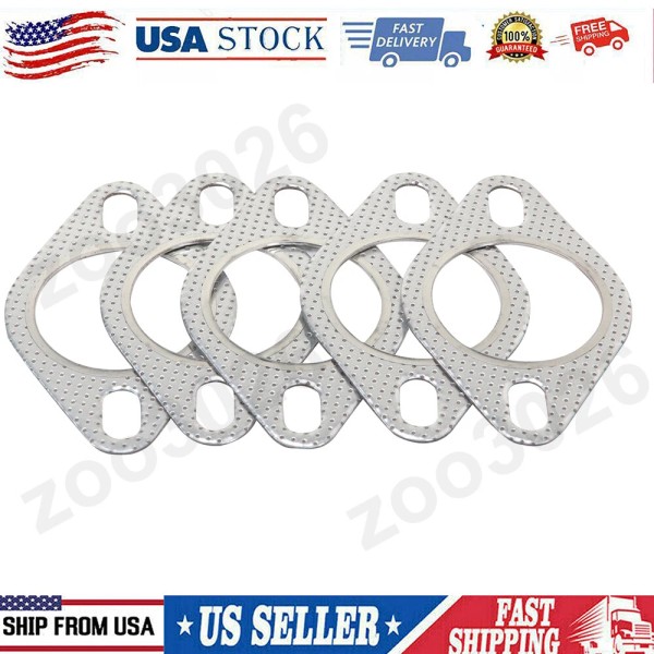 zoo3026 5PCS/SET Car 2 Bolt High Temp Exhaust Gasket Flange