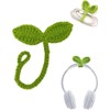 Green Cute Knitted Crochet Leaf Sprout, Handmade Crochet Plant Bookmark,