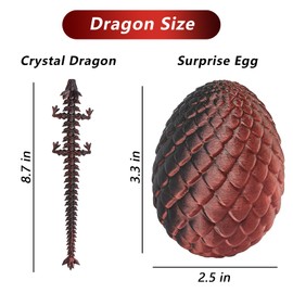 2 Pack 3D Printed Dragon Easter Egg with Dragon Inside, Prefilled Easter Egg Fillers Articulated Fidget Toy, Perfect Basket Essentials Stuffers, 3 inch