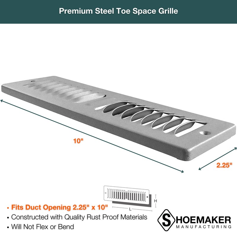 Shoemaker Manufacturing Cement Gray, 2x10, Premium Toe Space Grille, All