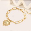 Dainty Heart Charm Bracelet 18K Gold Plated Chunky Bracelet Paperclip