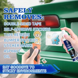 POLIXEL Adhesive Remover Low VOC Glue Removal Paint Safe with Scraper Tool to Removes Stickers, Labels, Decals, Residue on Car Bumper, Windows, Wall & Floor - 3.4 oz/100ml