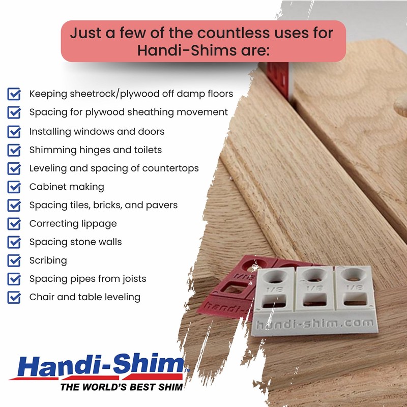 Handi-Shim Heavy Duty Reusable Plastic Construction Shims for Spacing, Leveling,