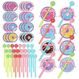 Teling 48 Pcs Mermaid Donut Party Favors Include 24 Kawaii Mini Mermaid Notepads Kids 24 Mermaid Donut Gel Pens Cute Donut Notebook Gift Bag Fillers for Kids Students Birthday Party Favors (Donut)