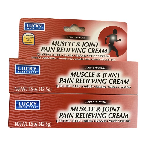 LUCKY Super Soft Muscle & Joint Pain Relieving Cream Ultra Strength Quick Pain Relief, Backache, Pack of 2