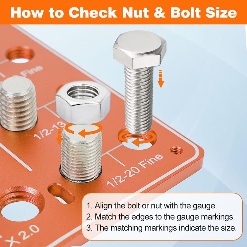 28 Nut and Bolt Thread Checker with 14 Metric and