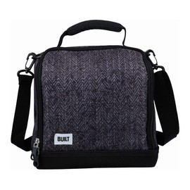 BUILT Insulated Lunch Bag with 'The Professional' Design, Polyester, Black, 18.5 x 24 x 26 cm