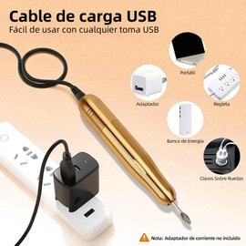 Pulidor de Uñas Profesional,Lima de Uñas Eléctrica Portátil,Velocidad Ajustable,Taladro para Uñas con kit de 10 Tipos Diferentes de Cabezales y Lijas,Drill para Uñas,para Manicura y Pedicura(Champán)
