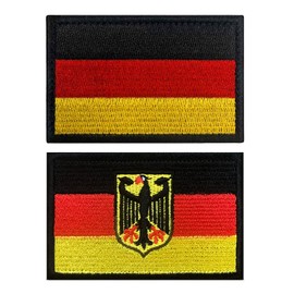Antrix - Paquete de 2 parches tácticos de la bandera de Alemania | Color bordado completo, cierre de gancho y bucle, emblema de apliques de águila alemana, utilizado para gorras, chamarra, mochilas, chaleco, arnés, chamarra, uniforme de trabajo, ropa