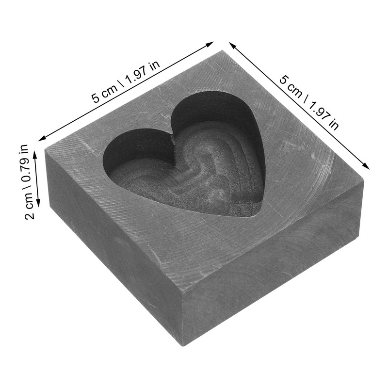 SEWOART Heart-shaped graphite mould, melting mould for gold, silver, copper,
