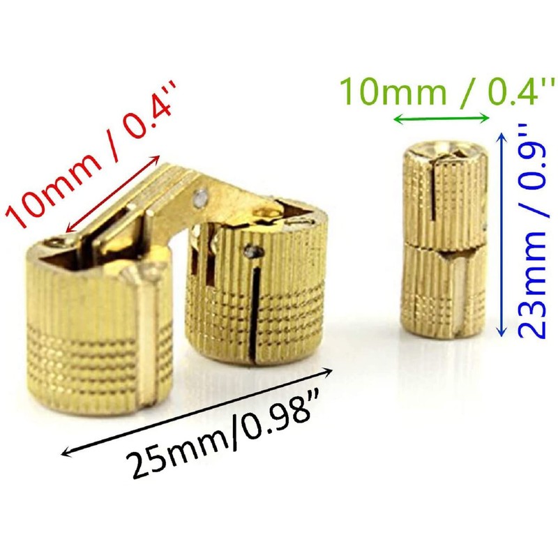 MIAO JIN 12 Pcs 10mm Brass Barrel Hinges Hidden Invisible