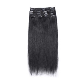 S-noilite 100% Remy Human Hair Clip in Extensions Double Weft 16Inch Jet Black Straight Soft Grade 7A Quality 8pcs 18 Clips 130g Thick Full Head Brazilian Hair For Women #1