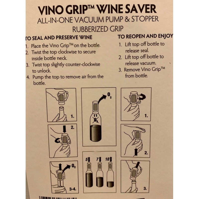 Franmara Vino Wine Saver Vacuum Pump and Stopper, Black, (Pack