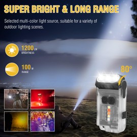BORUIT V15 LED Small Powerful EDC Flashlight with Warm White Red Light,Bright 1200LM USB C Rechargeable 10 Modes Mini Pocket Keychain Flash Light with Clip,IP67 Waterproof,80°Head Swivels,Tail Magnet