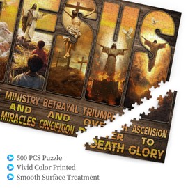 Christian Jesus Puzzles for Adults 500 Pieces, Religious Inspirational Scripture Jigsaw Puzzles, Bible Faith Catholic Cross Puzzle Jesus Puzzle Christian Puzzles Christian Games for Adults