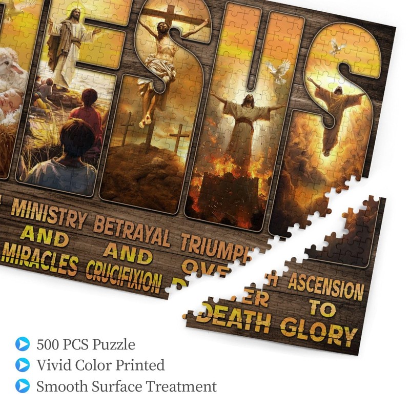 Christian Jesus Puzzles for Adults 500 Pieces, Religious Inspirational Scripture