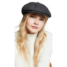 Brixton Men's Brood Newsboy Snap Hat, Grey/black herringbone, X-Large