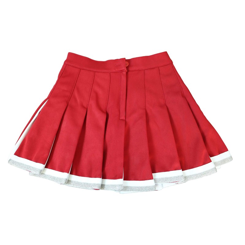 Danzcue Falda plisada de animadora para adulto, Escarlata/Blanco, L