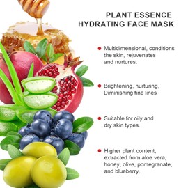 Yuwaku Face Masks Skincare,Korean Blueberry Essence Skin Care Formula, This Beauty Moisturizing Sheet Facial Mask is Rich in Vitamin C and Antioxidants, Hydration, Cleansing, Anti-aging.(10Pcs)