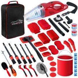 43PCS Car Detailing Kit Interior Cleaner, Auto Detailing Kit, Car Vacuum Car Interior Detailing Kit, Car Wash Kit with Bucket Detailing Brush Set Car Accessories for Motorcycle, Cars, Bikes, Wheels