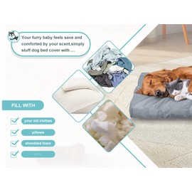 Explore Land Scratch Resistance Dog Bed Cover Canvas Washable Dog Crate Pad Replacement Cover, 48Lx36Wx4H inch, Charcoal