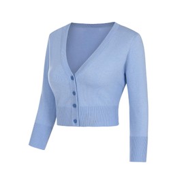 MINTLIMIT Summer Cardigan for Women Vintage 50s Bolero Shrug Cropped Length Cardigan (Sky Blue L)