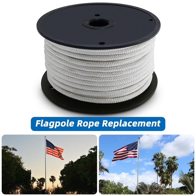 Artilife Flag Pole Rope,5/16" Wire Center Flagpole Rope,Braided Polyester Line