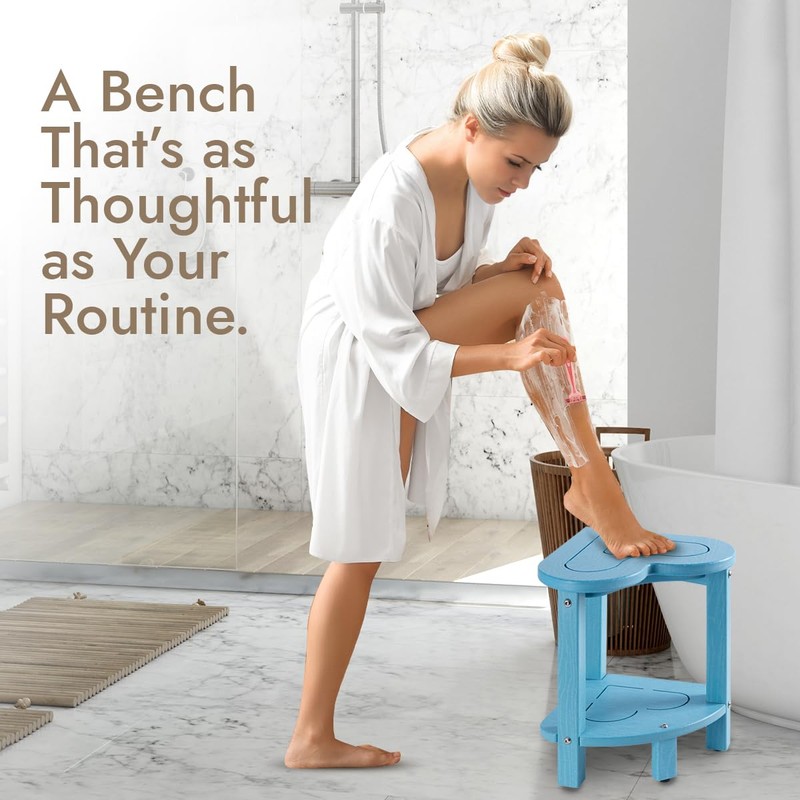 UHA Corner Shower Stool for Shaving Legs， HDPE Waterproof Bathroom
