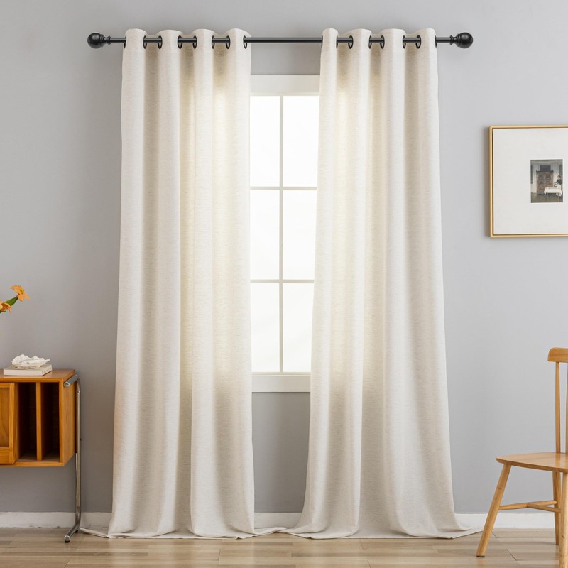 VOILYBIRD Natural Linen Curtains 84 Inch Length 2 Panels for