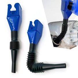 Tippwoo 2 PCS Car Fueling Funnel, Plastic Large Diameter Portable Hands-Free Anti-Spill Oil Draining Funnel, Foldable Retractable Hose Bayonet Fueling Tool, for Cars and Motorcycles (Blue & Black)