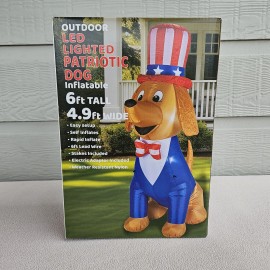 Kohls Airblown Inflatable Patriotic Uncle Sam Dog 6ft Lighted July 4th Outdoor Decor