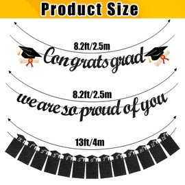 Graduation Decorations Congrats Grad We are So Proud of You Glitter Banner K-12th Grade Graduation Photo Banner Class of 2025 Party Supplies