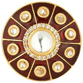 Aheli Statement Enamel Meenakari Finger Ring Adjustable Faux Stone Studded Indian Traditional Wedding Party Fashion Jewelry Gift for Women Red