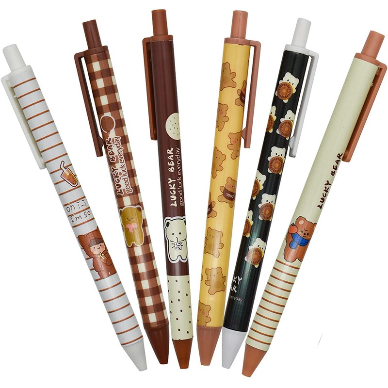 Maydahui Cute Bear Retractable Ballpoint Pen, Set of 12, 0.5mm,