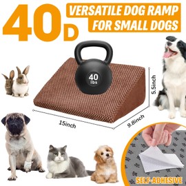 40D Dog Ramp for Stairs Suits for Small Dogs Cats, Pet Steps Stairs for Staircase Stairs with Anti-Slip Bottom and Self-Sticky Pads to Fix Suitable for Dogs Cats(3Pcs, Brown)