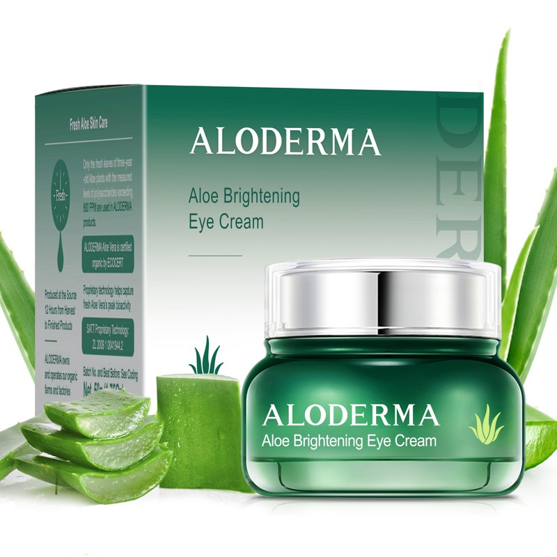 Aloderma- Crema iluminadora para ojos con aloe vera orgánico: crema