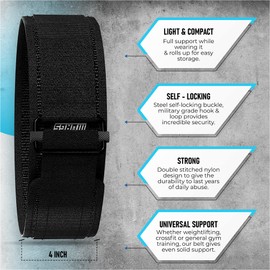 Murgs Weight Lifting Belt | 4" Lifting Belt Gym Belt - Nylon Weightlifting Belt With Metal Buckle For Back Support | Self Locking Weight Belt for Bodybuilding & Deadlift | Gym Belts for Men Women (L)