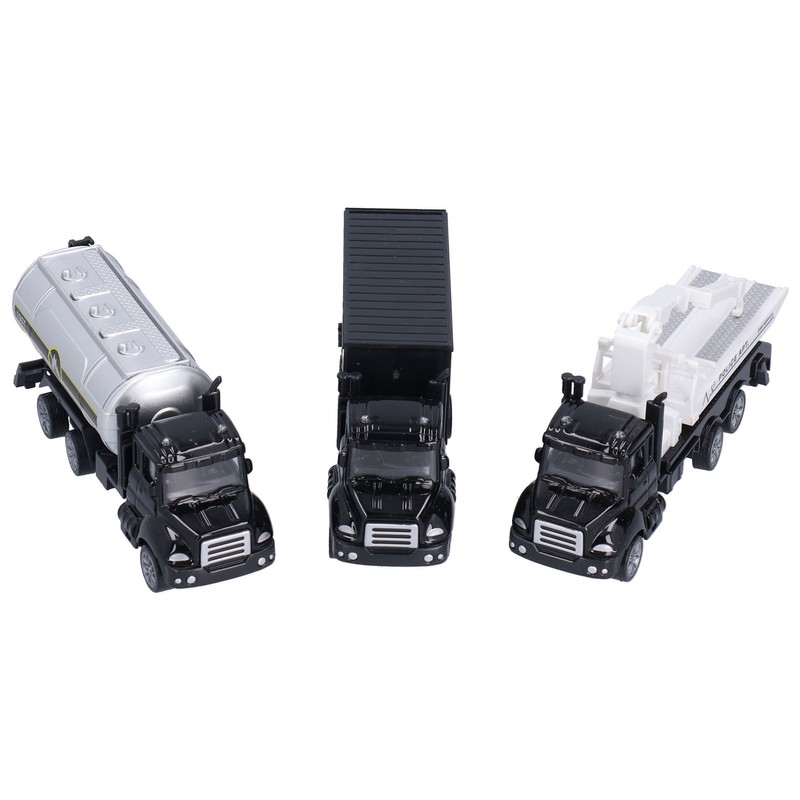3pcs 1:50 Truck Model Toy Set Pull Back Recovery Tanker