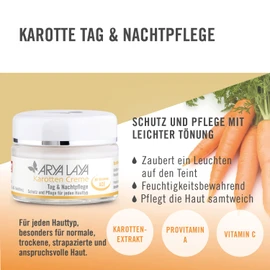 ARYA LAYA Carrot Cream ACE | Protection and Moisturising Care with Light Tint: Creates a Glow on the Complexion | Moisture Retention | Nourishes the Skin Velvety Soft | 50 ml