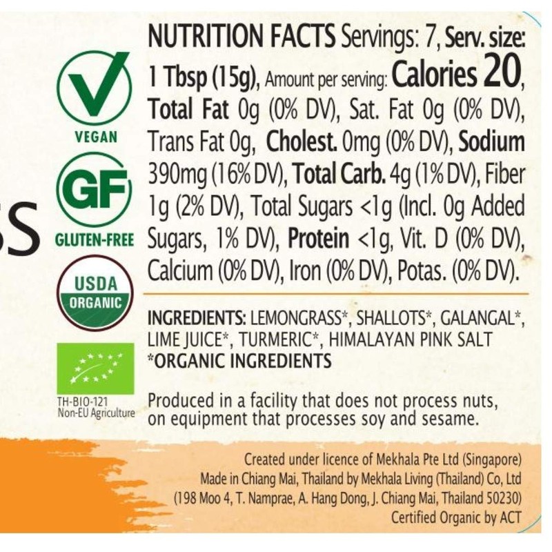 Mekhala Organic Gluten-Free Asian Cooking Paste Lemongrass Turmeric Paste