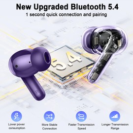 Rinsmola Wireless Earbuds, Bluetooth 5.4 Ear Buds 2025 New Wireless Headphones with 4 ENC Mics/Noise Cancelling in Ear Headphones, Deep Bass Stereo Earphones 36H Playtime, IP7 Waterproof/USB-C Headset