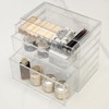 FKTXCO Clear Stackable Makeup Organizer with Drawer, Vanity Countertop Containers