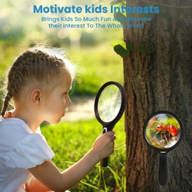 Lupa grande con luz, 10 lupas transparentes de mano con 4 luces LED de alto brillo, bolsa de almacenamiento gratuita, paño de limpieza, adecuado para que los ancianos lean, comprueben