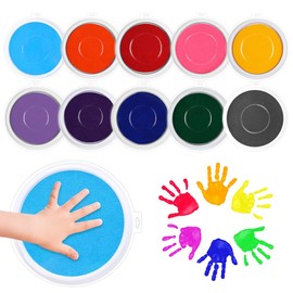 CXRYLZ-FUR 10pcs Large Ink Pad Colourful, Finger Stamp Fingerprint Set, Washable Embossing Finger Stamp Ink Pad for Card Making, Scrapbooking, Stamp Accessories