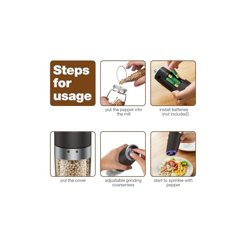 Gravity Electric Salt and Pepper Grinder Set with LED Light