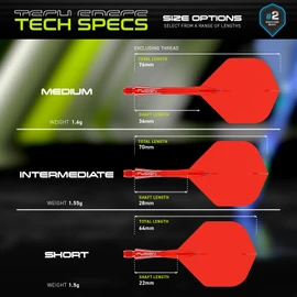 WINMAU Darts Fusion Integrated Flight & Shaft System - No.2 Shape & Design - Red Colour, Intermediate Length