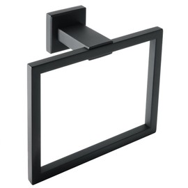 Sayayo Black Towel Rail Hand Towel Holder Towel Ring Wall Mounted for Bathroom Kitchen, SUS304 Stainless Steel Modern Square Design, EGK8009-B