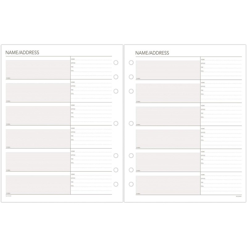 Day Runner Telephone and Address Pages, Refill, Loose-Leaf, Undated, for