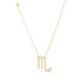 LATELITA Zodiac Scorpio Pendant Necklace 18ct Gold Plated Sterling Silver Lab Created Round Cubic Zirconia White Gold Zodiac & Astrology
