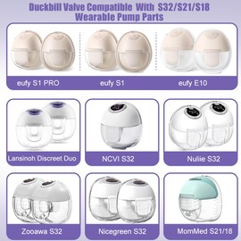 8pcs Duckbill Valves Compatible with eufy E10/S1/S1 Pro, Lansinoh Discreet Duo/NCVI S32/Nuliie S32/NICEGREEN Life S32/Zooawa S32 / MomMed S21/S18 Breast Pump Replacement Parts, S32/S21/S18 Valve